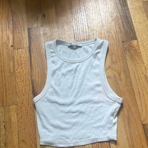 Zara White Sleeveless Ribbed Top